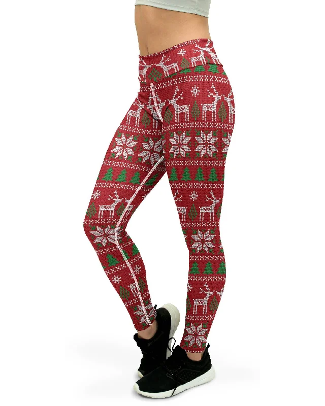 Premium Yoga Pants for Active Women -Red Ugly Christmas Yoga Pants