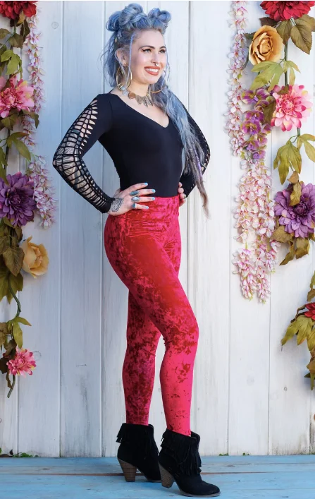 Yoga Pants for Flexibility and Strength Training -Red Velvet Leggings
