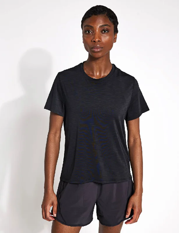 Zip-Up Yoga Tops for Women -Chill Athletic T-Shirt - Black