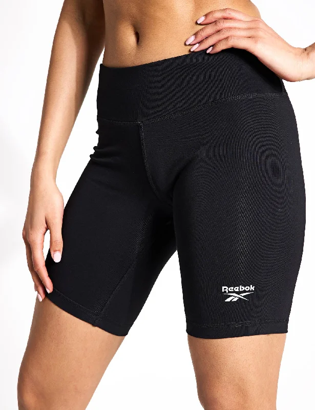 Soft Yoga Shorts for Yoga -Identity Small Logo Cotton Bike Short - Black