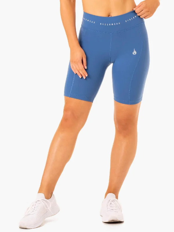 Yoga Shorts for Everyday Flexibility -Reflex High Waisted Bike Shorts - Blue