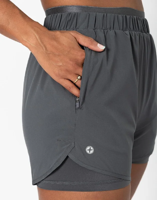 Yoga Shorts for Hot Yoga Classes -Relentless 2in1 3.5" Shorts in Orbit