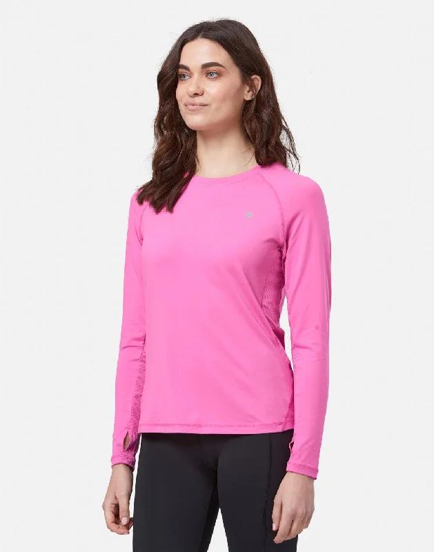 Yoga Tops for Strengthening Exercises -Relentless Long Sleeve Tee in Strawberry Moon