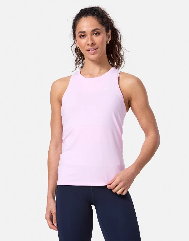 Yoga Tops with Built-In Support Bra -Relentless Racer Back Vest in Baby Pink