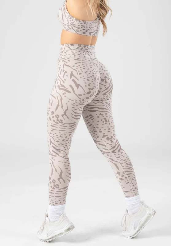 Supportive Yoga Pants for Active Lifestyles -Reluna Crossover Sculptseam™ Legging Snow Leopard