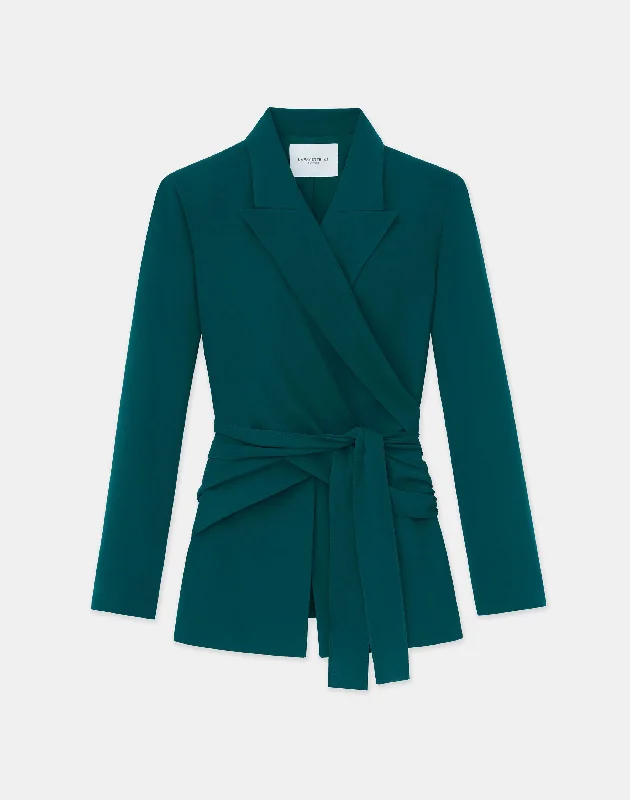 Comfortable Yoga Shorts for Daily Practice -Responsible Finesse Crepe Wrap Blazer