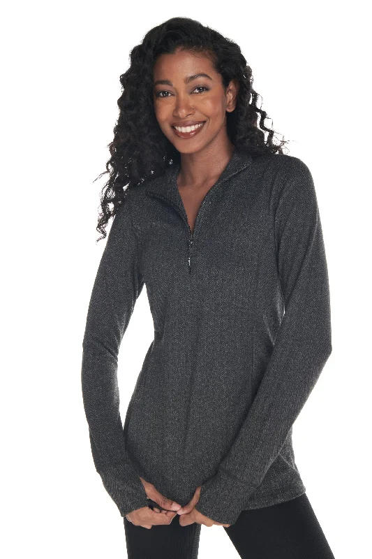 Supportive Yoga Tops for Poses -Equinox 1/4 Zip Double Brushed Jacquard Sweater