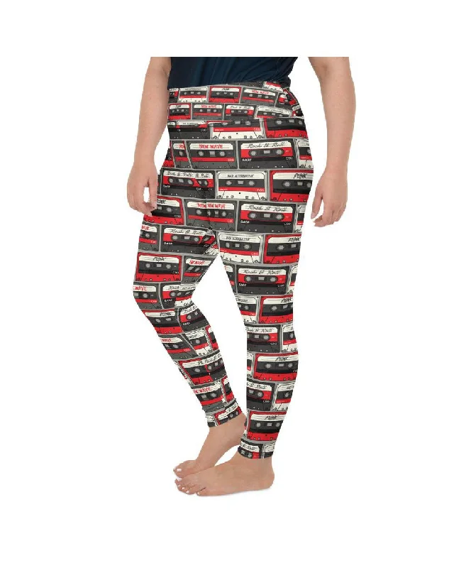 Stylish Yoga Pants -Retro Cassette Tapes Plus Size Leggings