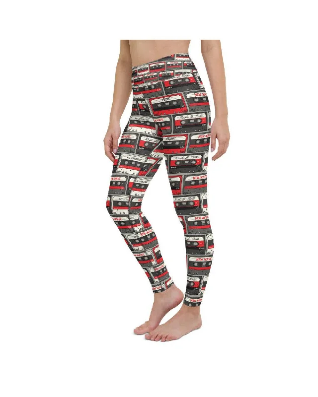 Ultra-Stretch Yoga Pants -Retro Cassette Tapes Yoga Pants
