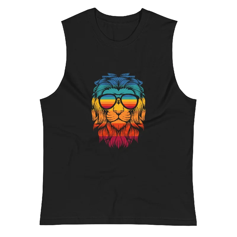 Women's Yoga Tops for Toning -Retro Lion Muscle Shirt