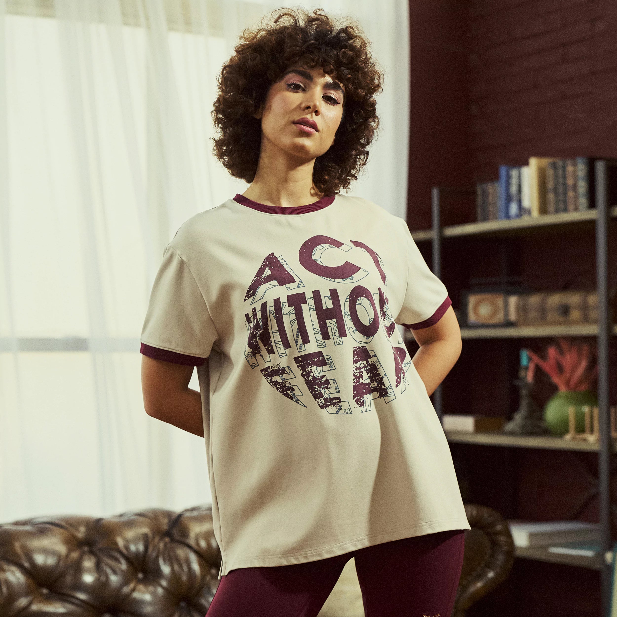 Fashionable Yoga Tops for Women -Retrograde Belief Tee - Silver Lining