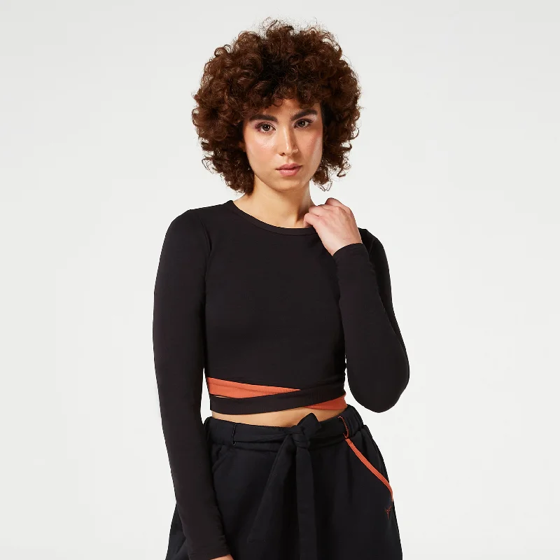 Yoga Tops for Strengthening Exercises -Retrograde Criss Cross Top - Black