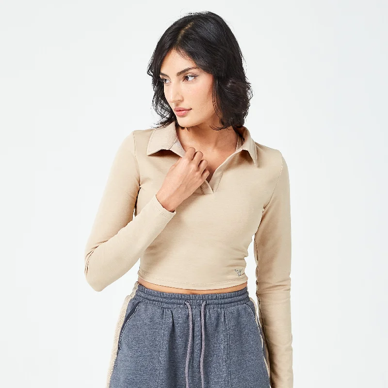Yoga Tops for All-Day Comfort -Retrograde Notched Crop Top - Cobblestone Marl