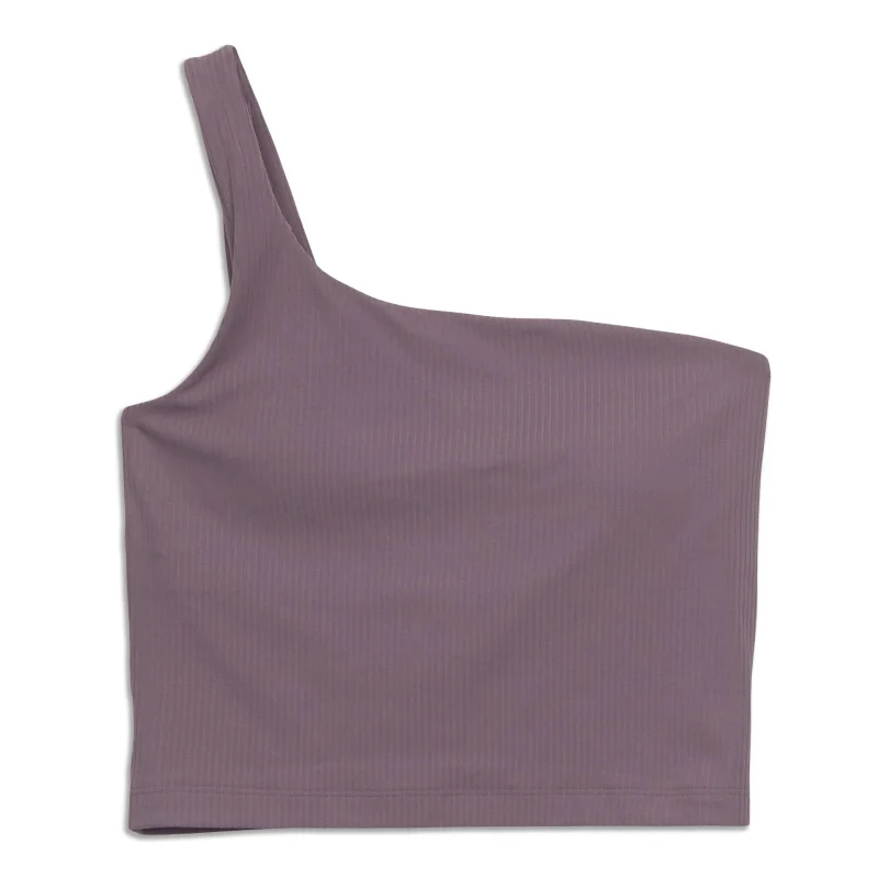 Yoga Tops with Built-In Bras -Ribbed Asymmetrical Yoga Tank Top - Resale