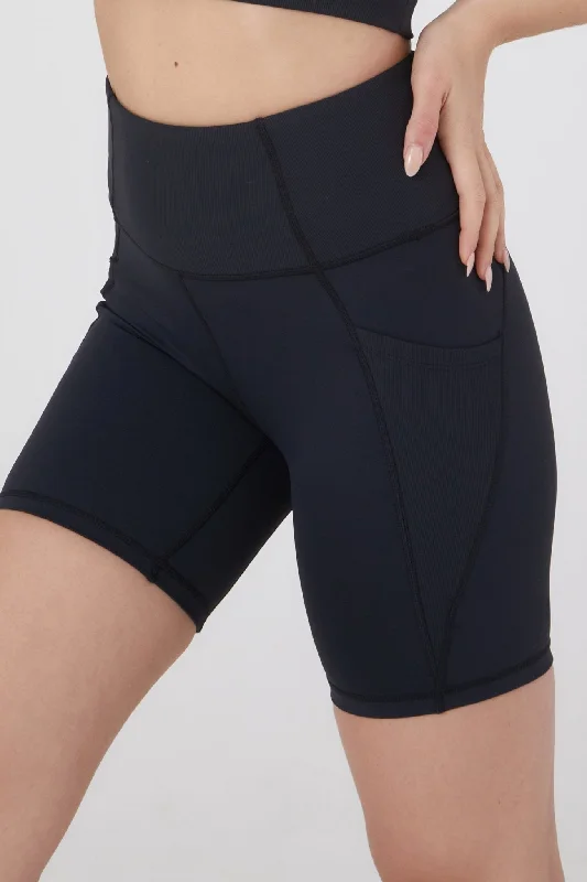Yoga Shorts for Performance and Style -Ribbed Contrast Bike Short