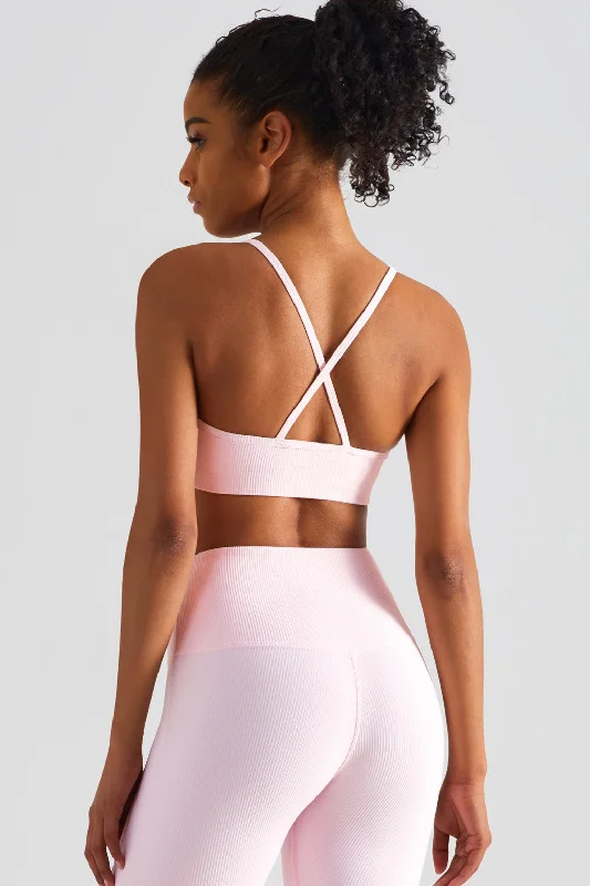Low-Calorie Yoga Bars -Ribbed Crossover Sports Bra