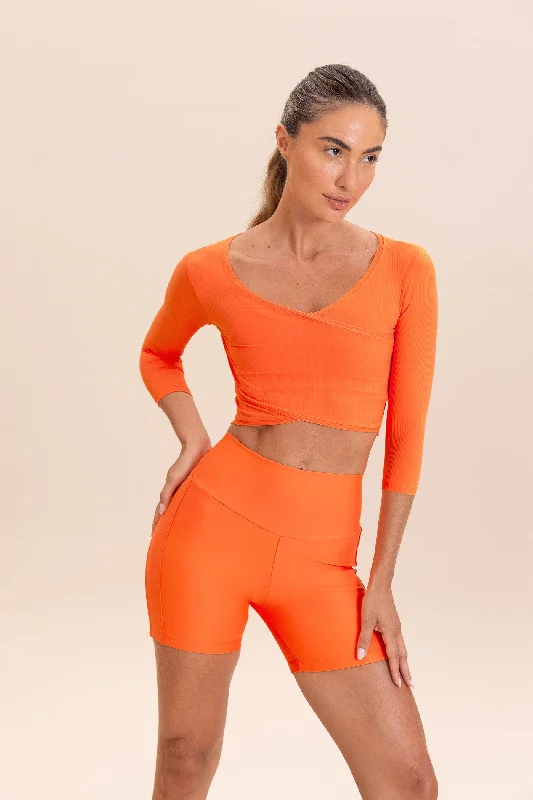 Yoga Tops for Strength and Flexibility -Ribbed Knit Wrap Top