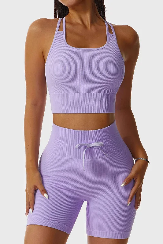 Yoga Bar with Maca Root -Ribbed Longline Racer Crop Top