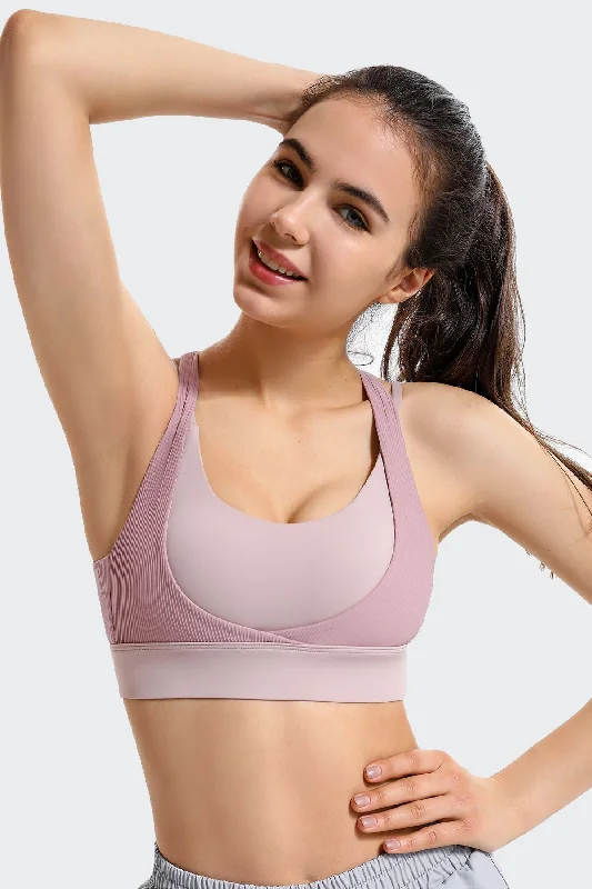 Yoga Bars with No Added Sugars -Ribbed Racerback Sports Bra High Support