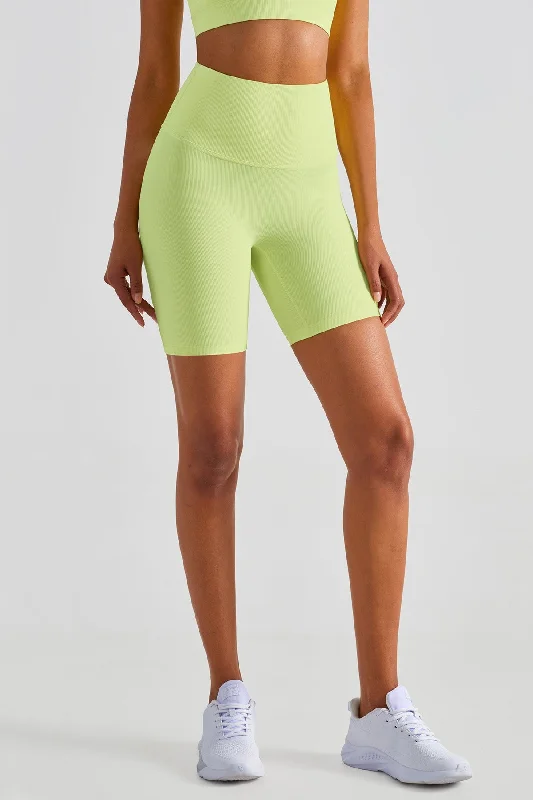 Stretchable Yoga Shorts for Women’s Fitness -Ribbed High-Rise Seamless Biker Shorts