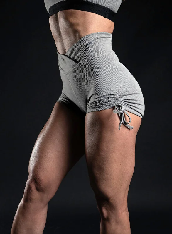 Breathable and Comfortable Yoga Shorts -RIBBED SHORTS - GREY