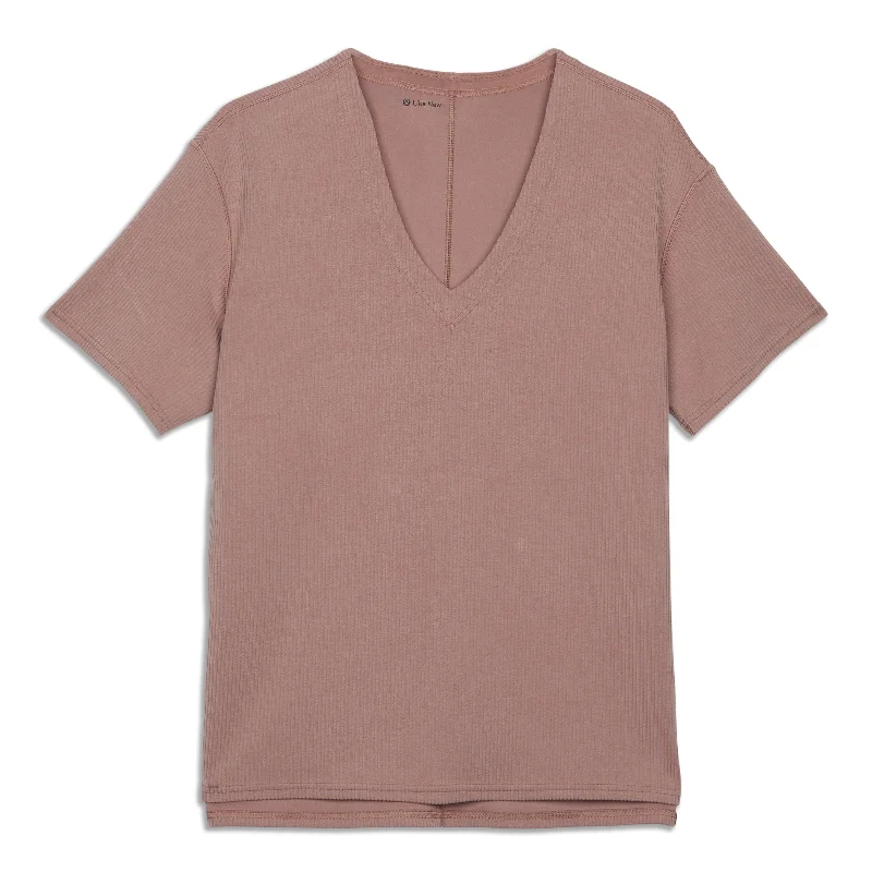 Athletic Yoga Tops for Fitness -Ribbed Softstreme Relaxed-Fit T-Shirt - Resale