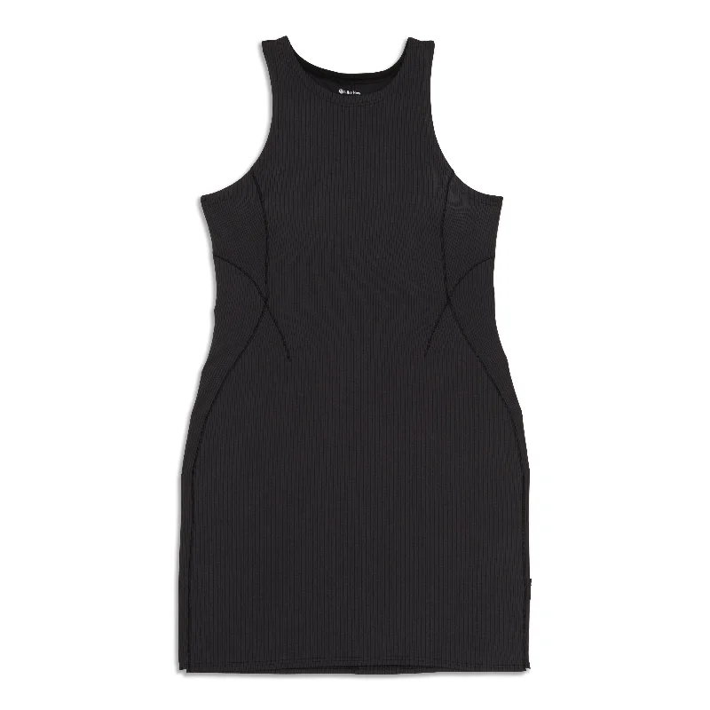 Women's Yoga Tops with Soft and Stretchy Fabric -Ribbed Softstreme Slim-Fit Tank Dress - Resale
