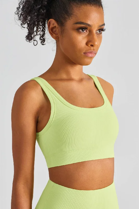 Plant-Based Protein Yoga Bars -Ribbed Sports Bra Light Support