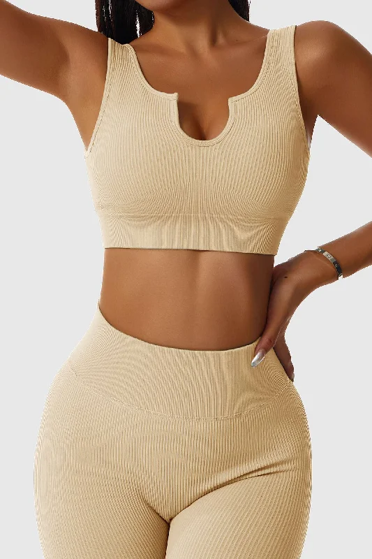 Yoga Bar for Quick and Healthy Snack -Ribbed U-Neckline Sports Bra