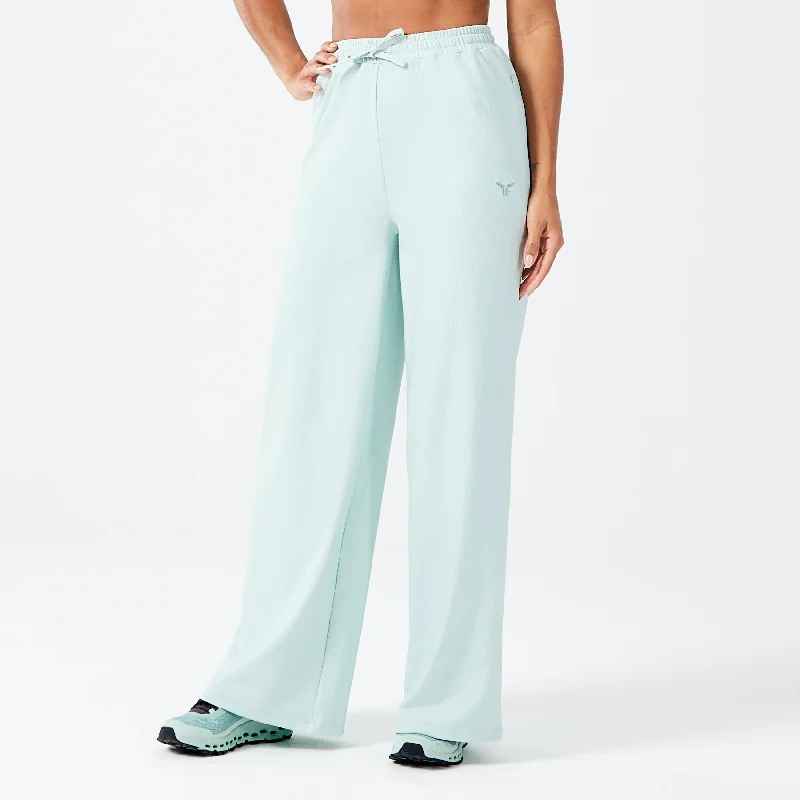 Comfortable Yoga Pants for Hot Weather -Ribbed Wide Leg Pants - Surf Spray