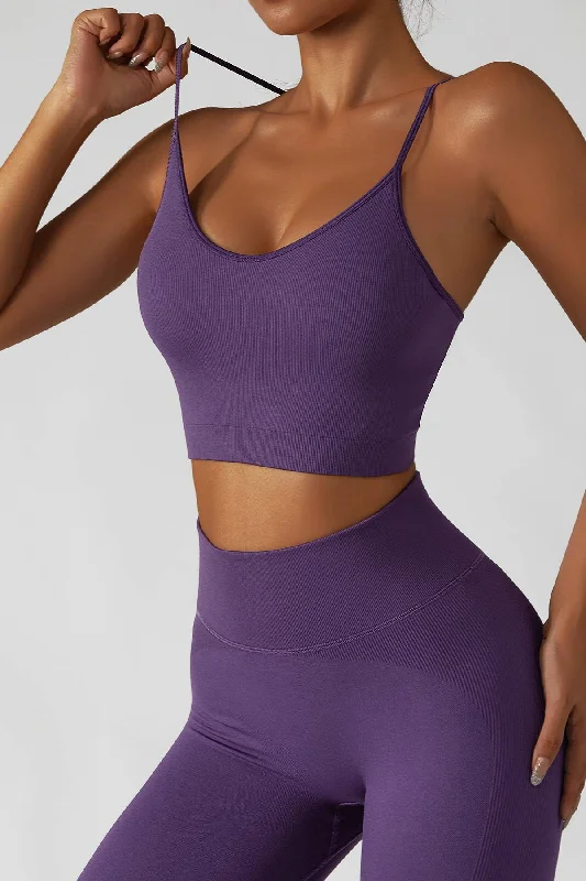 Yoga Bar with Protein and Vitamins -Y Shape Racerback Spaghetti Straps Sports Bra