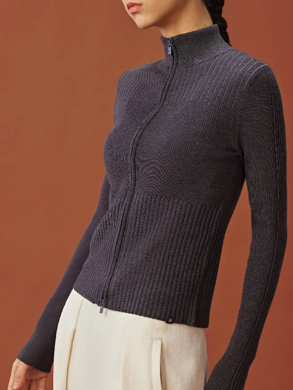 Long Sleeve Yoga Tops for Winter -NEIWAI ACTIVE X NYCB Ribbed Zip Cardigan