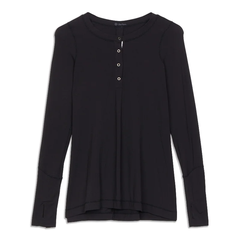 Breathable Yoga Tops for Women -Ride On Henley Long Sleeve Shirt - Resale