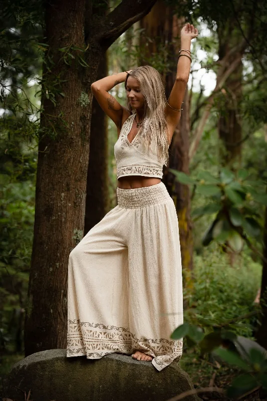 Full Coverage Yoga Pants for Women -River Wide Pants - Sand