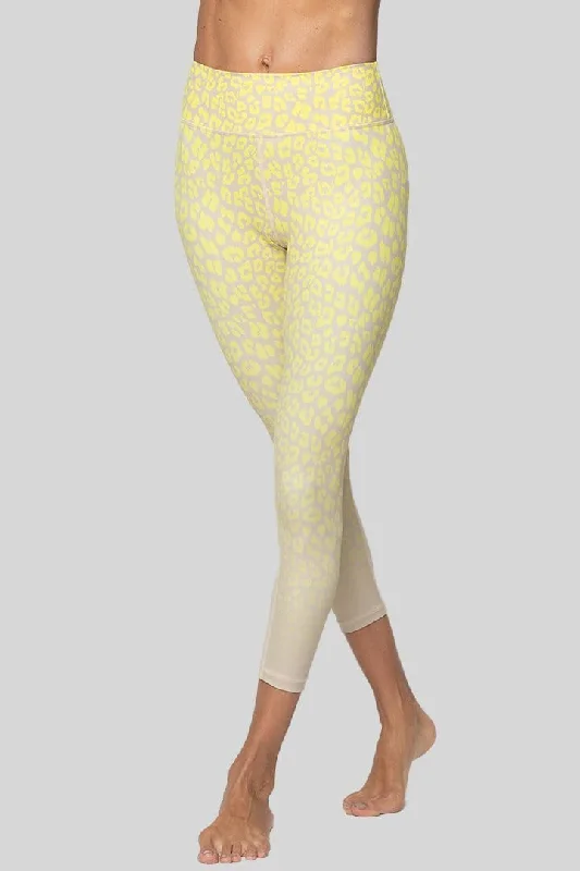 Women's Yoga Pants for Active Practice -Rockell 3/4 Legging, Citron Sand Leopard Ombre Women's Yoga Pants for Active Practice -Rockell 3/4 Legging, Citron Sand Leopard Ombre