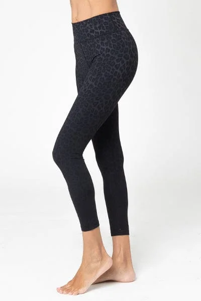 Ultra-Stretch Yoga Pants -Rockell 7/8 Legging, Charcoal Leopard Ombre (Vie Active)
