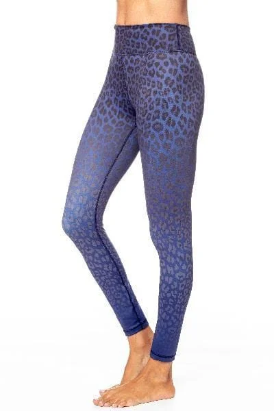 Yoga Pants with Full Support -Rockell 7/8 Legging, Navy Leopard Ombre by Vie Active