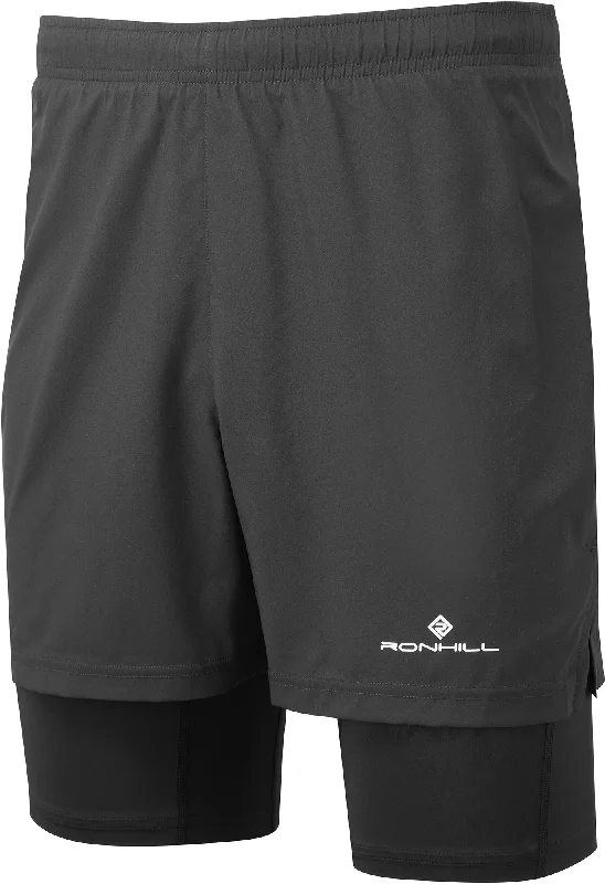 Soft Yoga Shorts for Relaxation -Ronhill Core Twin 2 In 1 Mens Running Shorts - Black Soft Yoga Shorts for Relaxation -Ronhill Core Twin 2 In 1 Mens Running Shorts - Black