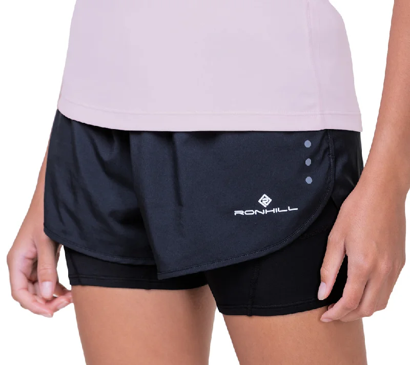 Yoga Shorts for Core Workouts -Ronhill Core Twin 2 In 1 Womens Running Shorts - Black Yoga Shorts for Core Workouts -Ronhill Core Twin 2 In 1 Womens Running Shorts - Black