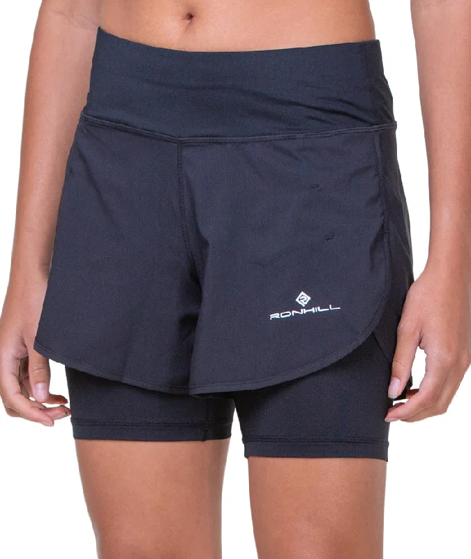 Yoga Shorts for Intense Stretching -Ronhill Tech 4.5 Inch Twin 2 in 1 Womens Running Shorts - Black Yoga Shorts for Intense Stretching -Ronhill Tech 4.5 Inch Twin 2 in 1 Womens Running Shorts - Black