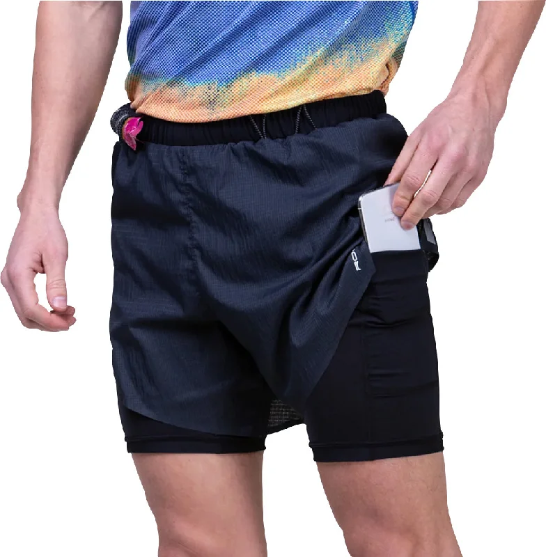 Yoga Shorts for Hot Yoga -Ronhill Tech Race Twin 2 In 1 Mens Running Shorts - Black