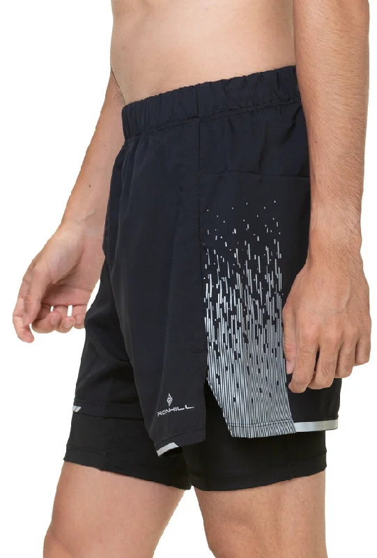 Yoga Shorts for Flexibility and Recovery -Ronhill Tech Reflect Twin 2 In 1 Mens Running Shorts - Black Yoga Shorts for Flexibility and Recovery -Ronhill Tech Reflect Twin 2 In 1 Mens Running Shorts - Black