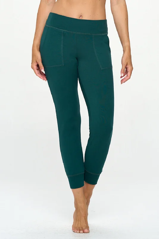 Comfortable Yoga Pants for All-Day Wear -Rosy - Hunter Green - Ultra Lightweight Joggers w Pockets Comfortable Yoga Pants for All-Day Wear -Rosy - Hunter Green - Ultra Lightweight Joggers w Pockets