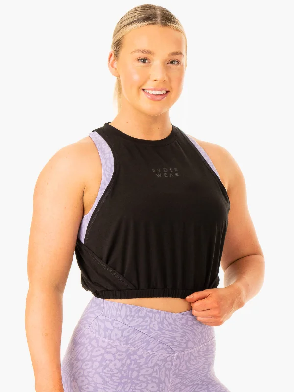 Comfortable Yoga Tops for Every Pose -Rotation Tank - Black