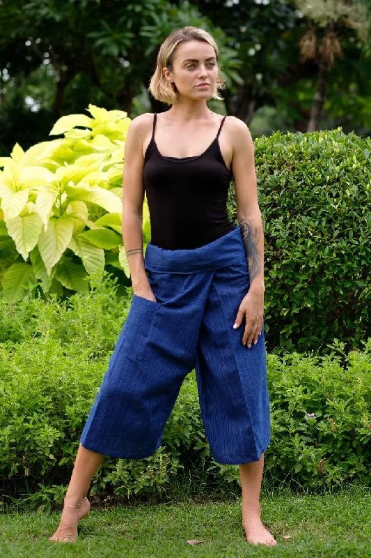 Yoga Pants with Quick-Dry Fabric -Royal Blue 3/4 Fisherman Pants