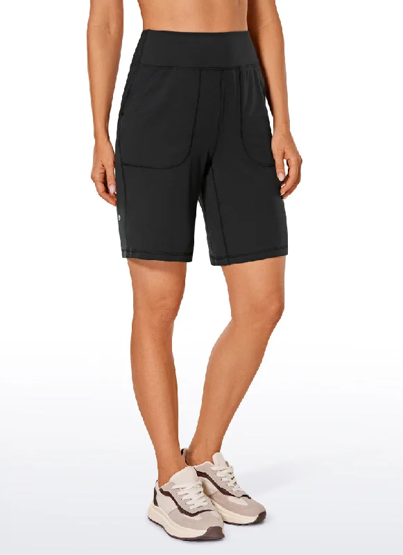 Performance Yoga Shorts for Comfort -Butterlift Pockets Bermuda Long Shorts 9''