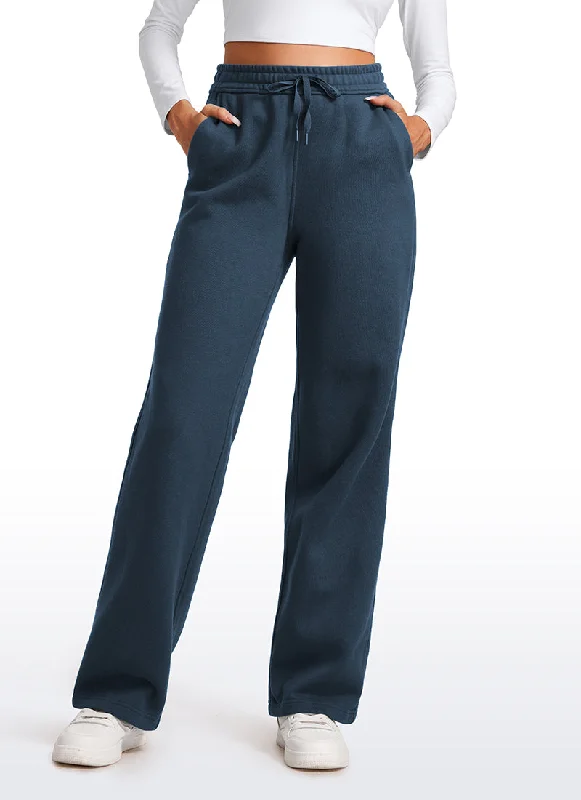Yoga Shorts for Flexibility and Comfort -Cotton Fleece Lined Straight Leg Sweatpants 30''