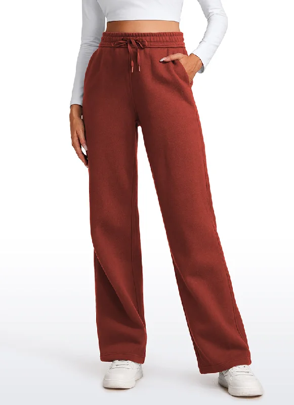 Full-Length Yoga Pants with Compression -Cotton Fleece Lined Straight Leg Sweatpants 30'' Full-Length Yoga Pants with Compression -Cotton Fleece Lined Straight Leg Sweatpants 30''