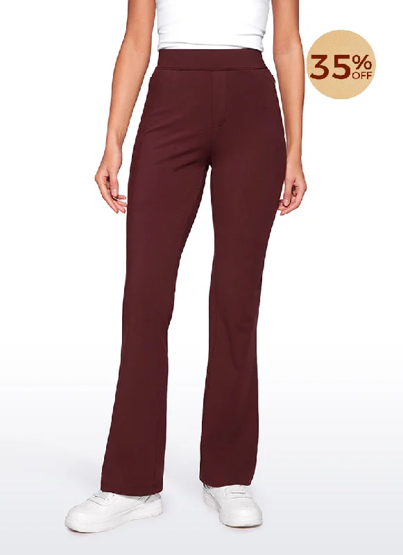 Yoga Shorts for Flexibility and Relaxing -Stretch Flared Pants with Zip Pockets 31"