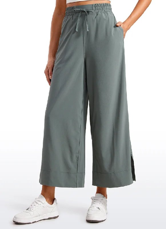 Comfortable Yoga Shorts for Stretching and Poses -Feathery-Fit Soft Wide Leg High Waisted Capri Pants with Pockets 25''